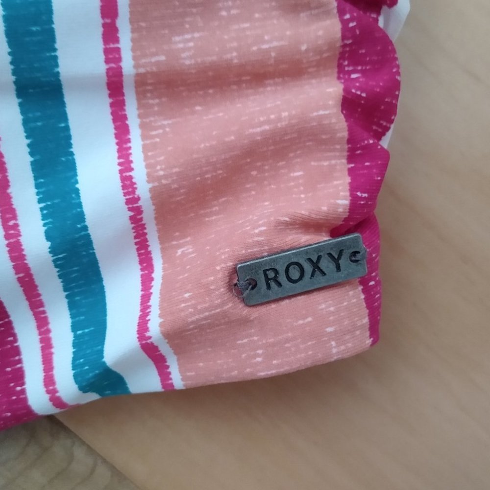 Roxy Striped Bikini Top in Pink, Peach, Teal & White - Picture 4 of 6